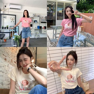 พร้อมส่ง ⛵️🩰 Baby shirt เสื้อแขนสั้นรูดข้างพิมพ์ลายคิวบิดน่ารัก (IN38429)