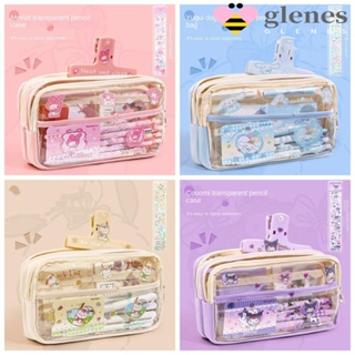 Glenes กระเป๋าดินสอ ลายการ์ตูนอนิเมะ Cinnamoroll Cinnamoroll Kuromi Melody จุของได้เยอะ สําหรับใส่เครื่องเขียน