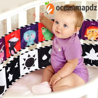 Oceanmapdz หนังสือผ้าเปลเด็กแรกเกิด, ผ้าสีดํา สีขาว, การ์ตูนมอนเตสซอรี่ สีสันสดใส ของเล่นตรัสรู้ประสาทสัมผัส ของเล่นแม่และเด็ก