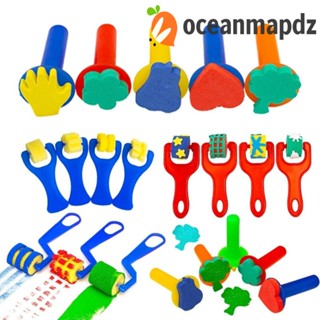 Oceanmapdz ชุดแปรงฟองน้ํา EVA ลายกราฟฟิตี้ ดอกไม้ แฮนด์เมด DIY สําหรับเด็ก