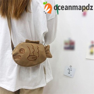 Oceanmapdz Taiyaki กระเป๋าสะพายข้าง ผ้าแคนวาส สไตล์ญี่ปุ่น การ์ตูนน่ารัก กระเป๋าสะพายไหล่ ผู้หญิง