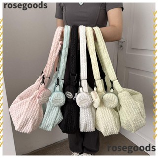 Rosegoods1 กระเป๋าสะพายไหล่ ผ้าแคนวาส ทรงโท้ท ขนาดใหญ่ จุของได้เยอะ สีพื้น สําหรับผู้หญิง