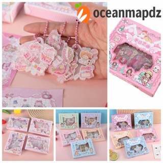 Oceanmapdz ชุดกล่องการ์ด DIY สติกเกอร์การ์ด กันน้ํา พวงกุญแจ DIY เครื่องเขียนนักเรียน Gooka