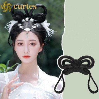 Curtes Hanfu ที่คาดผม วิกผมสังเคราะห์ สีดํา สไตล์เจ้าหญิงโบราณ DIY