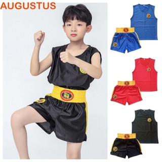 Augustus ชุดชกมวยมังกร กางเกงขาสั้น ชุดยูนิฟอร์ม Sanda Free Combat MMA Muay Thai และเสื้อยืด เสื้อกั๊กกีฬา กางเกงวูชู ขาสั้น