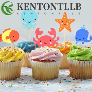 Kentontllb ท็อปเปอร์คัพเค้ก ลายการ์ตูนสัตว์ทะเล สําหรับตกแต่งเค้กวันเกิดเด็ก DIY