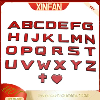 Xinfan ใหม่ สติกเกอร์โลโก้ตัวอักษร ตัวเลข 3d โลหะ 30 มม. สีแดง สําหรับติดตกแต่งรถยนต์ 1 ชิ้น