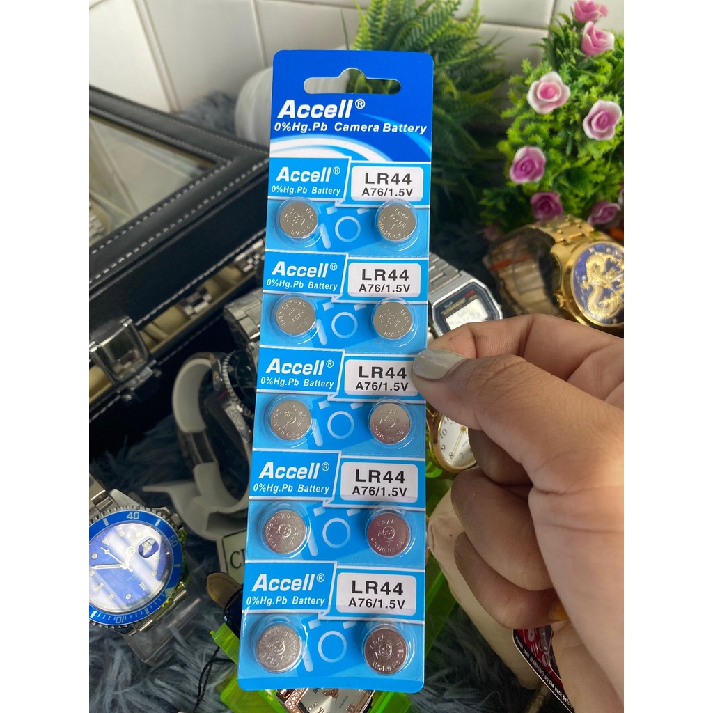 ถ่านกระดุม Accell LR44  1แผง 10ก้อน แท้ %