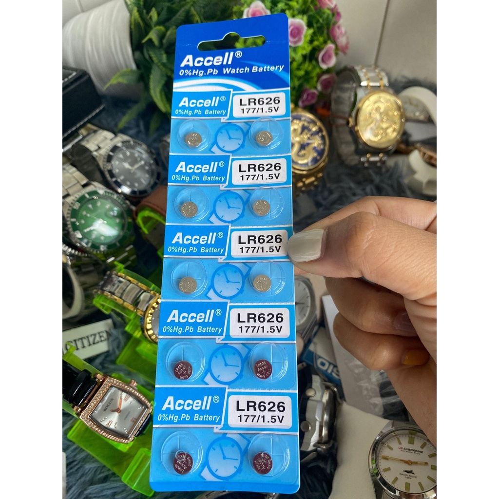 ถ่านกระดุม Accell LR621,LR626  แท้ % 1 แผง มี 10 ก้อน