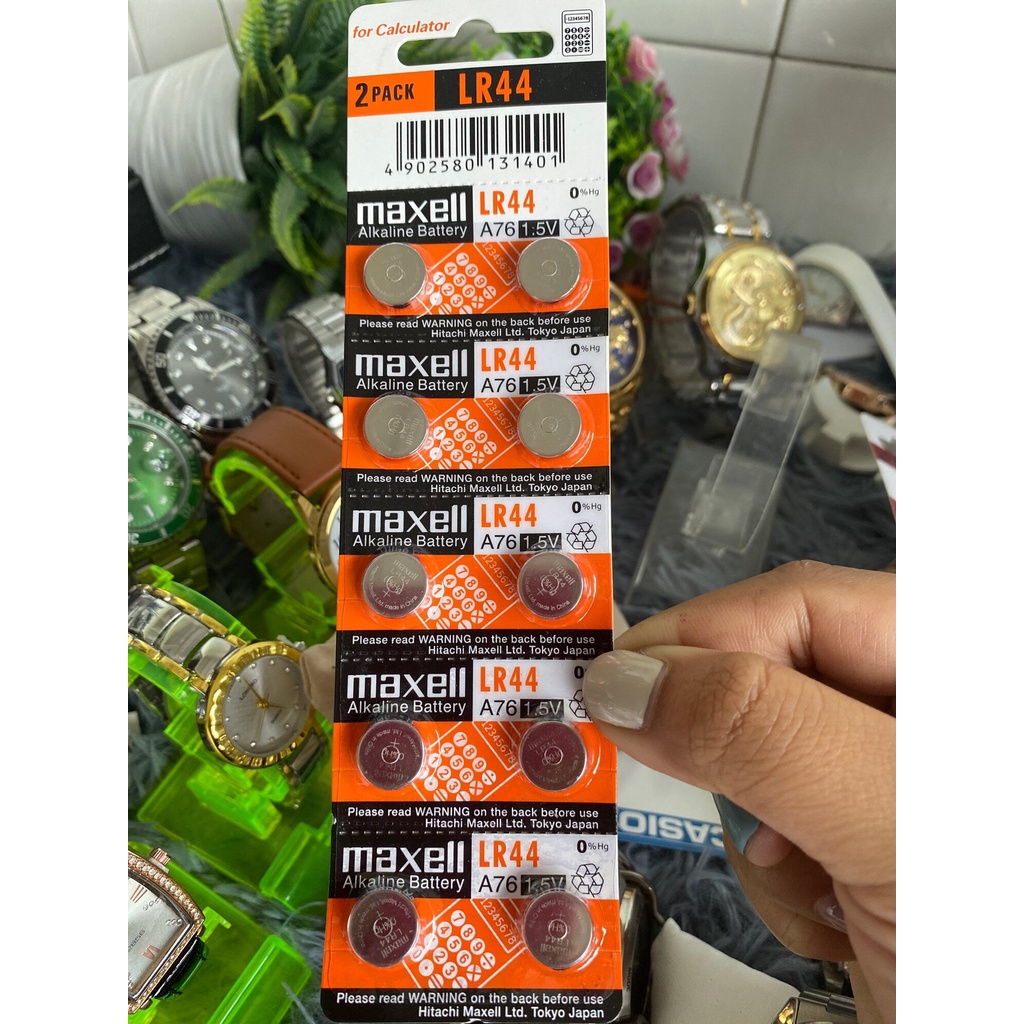 ถ่านกระดุม maxell LR44  ของแท้ % จำหน่ายยกแพ็ค มี 10 ก้อน