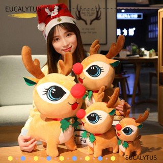 Eutus หมอนตุ๊กตานุ่ม รูปซานตาคลอส กวาง สโนว์แมน ผ้าฝ้าย PP 23-43 ซม. สีแดง สีน้ําตาล สีขาว ของขวัญคริสต์มาส