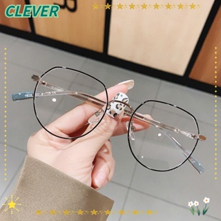 Clever แว่นตา กรอบโลหะ ทรงกลม ป้องกันแสงสีฟ้า ใส่สบาย เบาพิเศษ สําหรับสํานักงาน