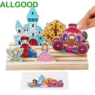 Allgoods ของเล่นไม้จับคู่รูปร่าง บล็อกตัวต่อ ของเล่นเพื่อการศึกษา ตรรกะ Montessori เกมกระดาน ของเล่นสําหรับเด็ก