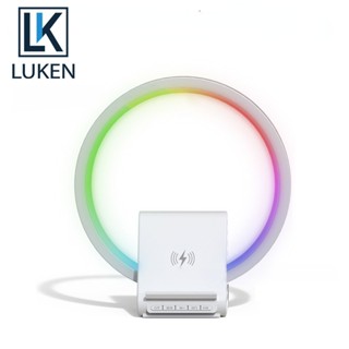 Luken ลําโพงบลูทูธไร้สาย 15W รองรับการชาร์จแบบไร้สาย และขาตั้งไฟ RGB สําหรับ iPh 14