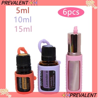 Preva ฝาครอบขวดน้ํามันหอมระเหย ซิลิโคน 6 สี สําหรับเดินทาง