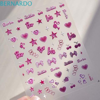 Bernardo สติกเกอร์ตกแต่งเล็บ ลายโบว์ บาร์บี้ สีชมพู สไตล์เจ้าหญิง Y2K DIY