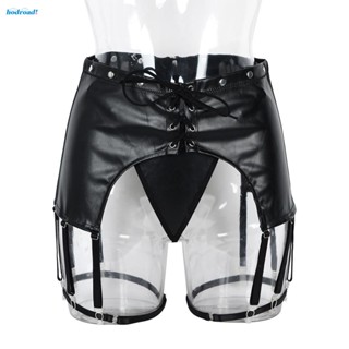 【HODRD】Womens Suspender Underwear Black Faux Leather For Thigh High Stockings【Fashion】