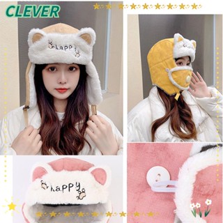 Clever หมวกบีนนี่ ปิดหู น่ารัก ถอดออกได้ แฟชั่นฤดูหนาว สําหรับผู้หญิง