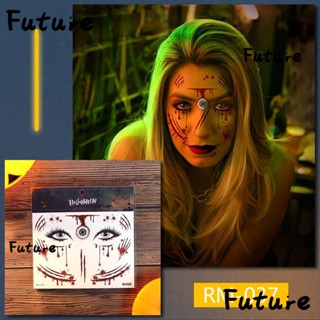 Future รอยสักชั่วคราว รอยแผลเป็นบนใบหน้า รูปตัวตลก แผลเป็นชั่วคราว สําหรับผู้ใหญ่ เด็ก ปาร์ตี้ฮาโลวีน 6 ชิ้น