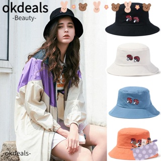 Okdeals หมวกบักเก็ตแฟชั่น ผ้าฝ้าย พับได้ ลายเห็ดน่ารัก