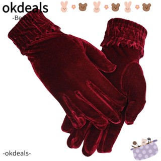 Okdeals ถุงมือ ผ้ากํามะหยี่ ให้ความอบอุ่น แฟชั่นสําหรับผู้หญิง