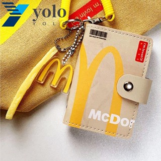 Yolo กระเป๋าใส่เหรียญ หนัง PU ลายการ์ตูน McDonalds สไตล์เกาหลี เรียบง่าย สําหรับเดินทาง