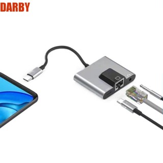 Darby อะแดปเตอร์ฮับเครือข่าย LAN 100Mbps USB C เป็น 3.5 มม. ทนทาน สําหรับแล็ปท็อป Type C