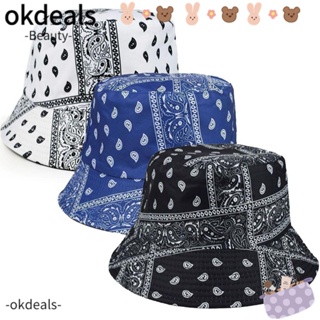 Okdeals หมวกบักเก็ต กีฬา ดอกไม้เม็ดมะม่วงหิมพานต์ ตกปลา ฤดูร้อน หมวกกันแดด