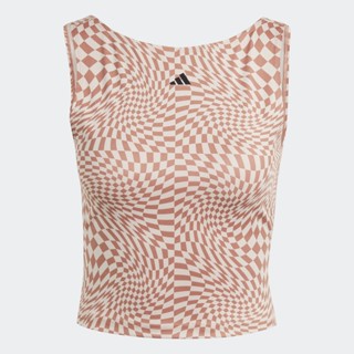 adidas เทรนนิง เสื้อกล้ามโยคะ Print Clash ผู้หญิง สีน้ำตาล HY2601