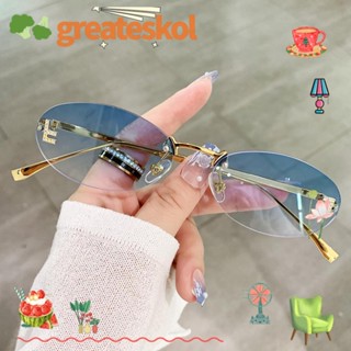 Greateskol แว่นตากันแดด UV400 ทรงวงรี ลายตัวอักษร ไร้ขอบ สําหรับผู้หญิง และผู้ชาย