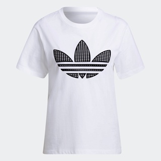 adidas ไลฟ์สไตล์ เสื้อยืด Trefoil Application ผู้หญิง สีขาว HB9436