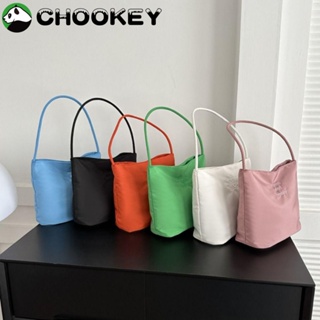 Chookey กระเป๋าถือ กระเป๋าสะพายไหล่ ทรงโท้ท ปักลายตัวอักษร ความจุสูง สีพื้น สําหรับสตรี