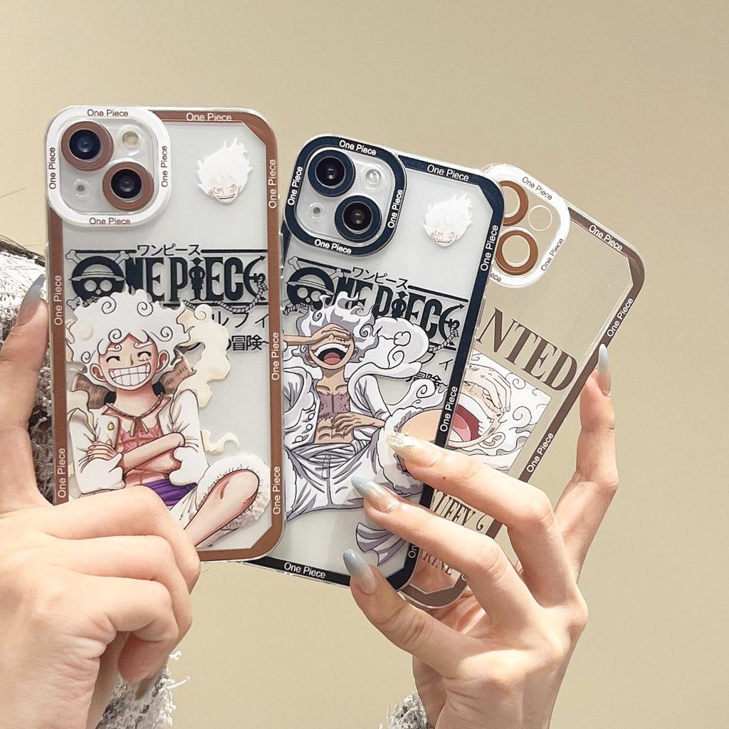 GEAR 5 Luffy iPhone 15 Cases Soft Clear Square Edge กันกระแทก One Piece Nika สําหรับ iPhone 15 Pro m