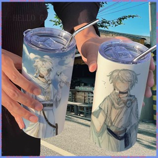 🥤Animation Peripheral 🥤Limited Thermos Cup🥤กระติกน้ําร้อน สเตนเลส ลายการ์ตูนโคล่า แบบพกพา พร้อมหลอดดูด สีขาว