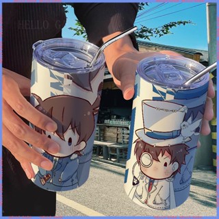 🥤Animation Peripheral 🥤Limited Thermos Cup🥤กระติกน้ําร้อนสเตนเลส ลายการ์ตูนโคล่า โคนัน พร้อมหลอดดูด แบบพกพา คุณภาพสูง สําหรับเด็ก