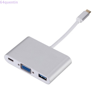 Quentin 3 in 1 อะแดปเตอร์แปลงโปรเจคเตอร์ Type-C เป็น VGA ฮับ Type C เป็น HDMI VGA 1920x1080 5 Gbps สําหรับเมาส์ โปรเจคเตอร์ มอนิเตอร์ HDTV