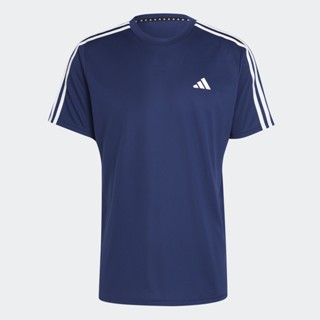 adidas เทรนนิง เสื้อยืดเทรนนิง Train Essentials 3-Stripes ผู้ชาย สีน้ำเงิน IB8152