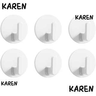 Karen ตะขอแขวนประตู ABS ขนาดเล็ก 1.4*1.4 นิ้ว ไม่ทิ้งรอย สีขาว 6 ชิ้น