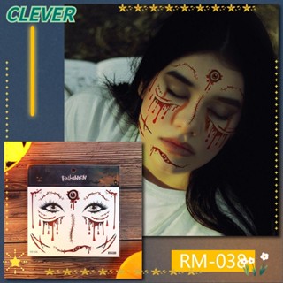 Clever รอยสักชั่วคราว รอยแผลเป็นปลอม รอยสักบนใบหน้า แต่งหน้า ตัวตลกสยองขวัญ ฮาโลวีน ชั่วคราว สําหรับเด็ก และผู้ใหญ่ 6 ชิ้น