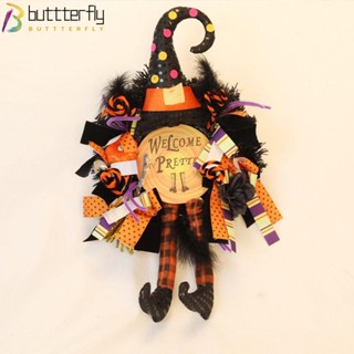 Buttterfly ป้ายต้อนรับฮาโลวีน พวงหรีดต้อนรับ ผ้าสักหลาด สีส้ม ฟักทอง แม่มด ขา สร้างสรรค์ ป้ายฮาโลวีน พวงมาลัย ตกแต่งปาร์ตี้