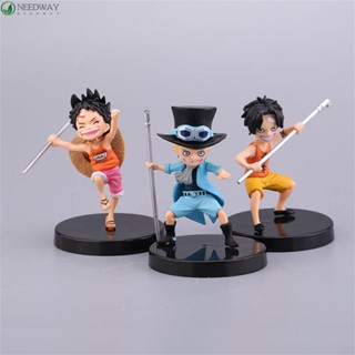 Needway โมเดลฟิกเกอร์ PVC รูปการ์ตูนอนิเมะลูฟี่ Luffy Ace Sabo สําหรับตกแต่งโต๊ะ 3 ชิ้น ต่อชุด