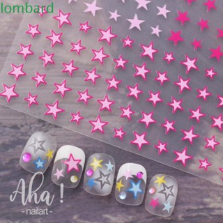 Lombard สติกเกอร์ตกแต่งเล็บ ลายดาวห้าแฉก สีขาว สีทอง สีเงิน DIY