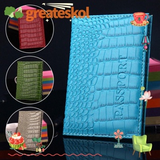 Greateskol ที่ใส่หนังสือเดินทาง, ที่จัดระเบียบการเดินทาง PU จระเข้, กระเป๋าสตางค์ กระเป๋าเอกสาร ที่ใส่ตั๋ว