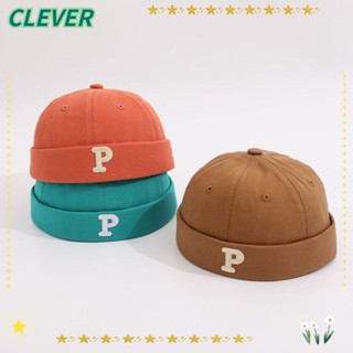 Clever หมวกบักเก็ต ป้องกันหนังศีรษะ ปักลายตัวอักษร P ระบายอากาศ ปรับได้ สีพื้น สําหรับเด็กผู้หญิง