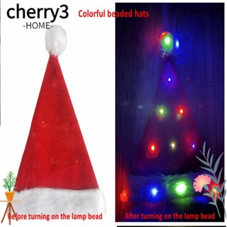 Cherry3 หมวกคริสต์มาส มีไฟ LED เรืองแสง สําหรับตกแต่งบ้าน