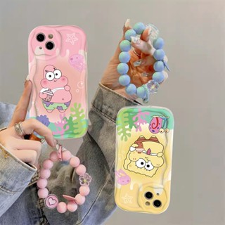 เคสโทรศัพท์มือถือ แบบนิ่ม ลายสพันจ์บ็อบ มีสายโซ่คล้อง สําหรับ OPPO A11K A15S A16K A16E A17K A1K A31 A36 A76 A96 A3S A5 2020 A9 2020 A52 A92 A53 A33 A32 A54S