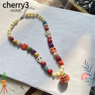 Cherry3 สร้อยคอโซ่ ลูกปัดอะคริลิค จี้รูปฟักทอง กะโหลกฮาโลวีน ค้างคาว อินเทรนด์ สําหรับผู้หญิง และผู้ชาย คู่รัก