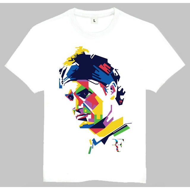 พร้อมส่ง เสื้อยืด ผ้าฝ้ายแท้ พิมพ์ลาย Roger Federer สไตล์ยุโรป อเมริกัน สตรีท 0831