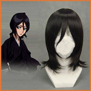 Kts Bleach Kuchiki Rukia วิกผมคอสเพลย์ วิกผมสั้น สีดํา ผู้หญิง ผู้ชาย อะนิเมะ คอสเพลย์ เครื่องแต่งกาย ปาร์ตี้ฮาโลวีน