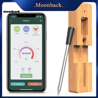 &lt;moonback&gt; เครื่องวัดอุณหภูมิเนื้อสัตว์ดิจิทัล พร้อมแอพสูตรอาหาร A Pro พร้อมบลูทูธ สําหรับย่างบาร์บีคิว